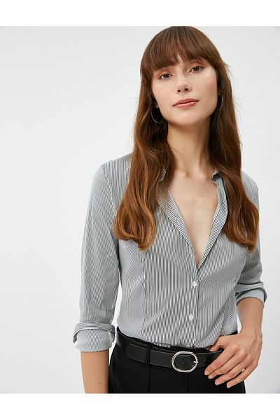 Koton Cămașă Slim Fit Cu mânecă lungă cu nasturi de bază
