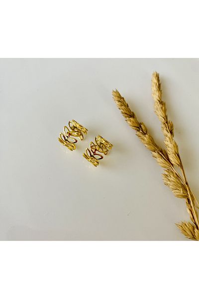 Fynbos Stainless Steel Leaf Detailed Cartilage Earrings & Hair Earrings