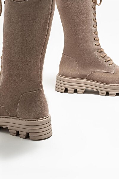 Elle Shoes Γυναικείες Flat Μπότες από δέρμα Mink