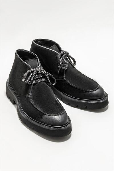 Elle Shoes Siyah Deri Erkek Günlük Bot