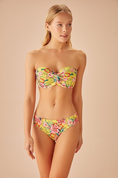 SUWEN Yanı Pileli Desenli Bikini Alt