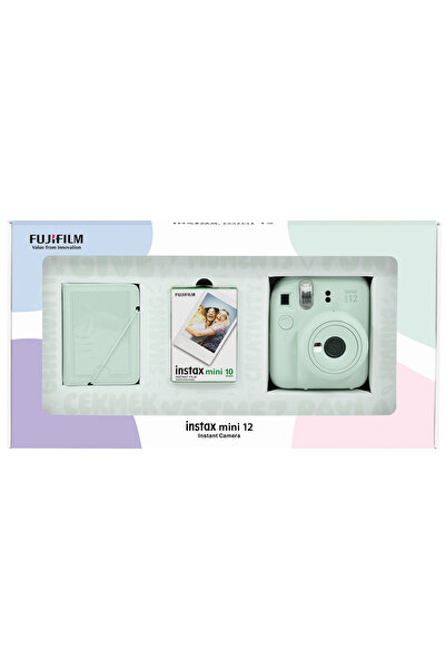 Fujifilm Instax mini 12 Yeşil Fotoğraf Makinesi 10'lu Film ve 28'li Mini Albüm Bundle Box