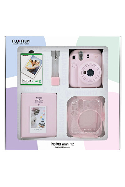 Fujifilm Instax mini 12 Pembe Fotoğraf Makinesi 10'lu Film Simli Pleksi Kılıf...