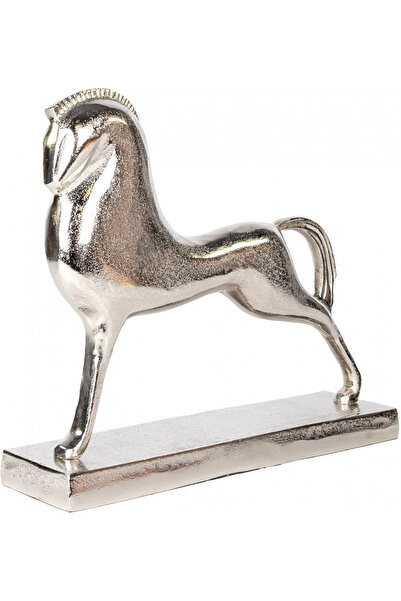 Herdekora Metal Dekor At Figürlü Gümüş 40x10x34 Cm.