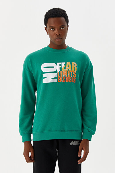 No Fear Yeşil Bisiklet Yaka Baskılı Erkek Sweatshirt M500260