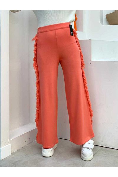 Bym Fashion 22242 Πλεκτά Παντελόνια Ρόδι Λουλούδι
