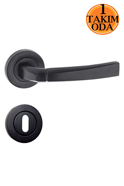 ŞENEL Yapı Market Gezegen Mat Siyah Zamak Rozetli Oda Kapı Kolu Takım