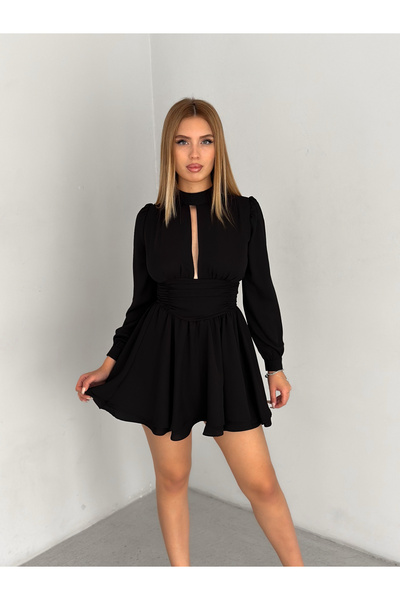 Biado فستان جيسيكا بأكمام طويلة وياقة القاضي للسيدات