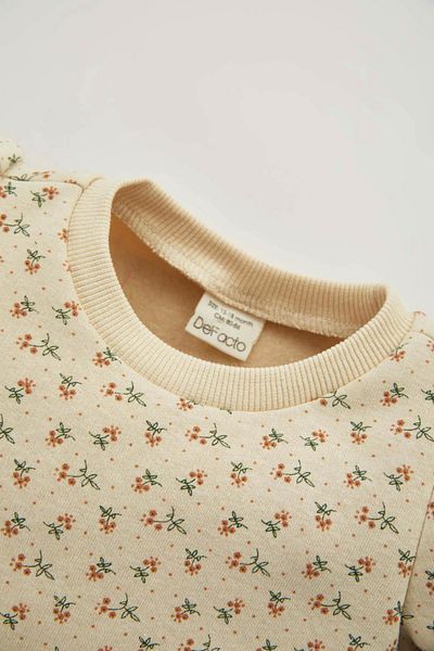 DeFacto Baby Girl Crew Neck Floral Thick Sweatshirt