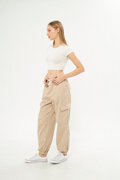 Kutaf Cargo Pants with Elastic Waist and Legs
