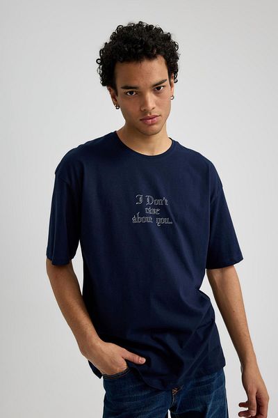 DeFacto Oversize Wide Fit Crew Neck Printed Short Sleeve T-Shirt B3783Ax23Hs
