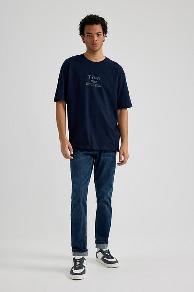 DeFacto Oversize Wide Fit Crew Neck Printed Short Sleeve T-Shirt B3783Ax23Hs