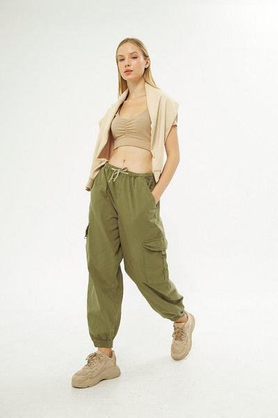 Kutaf Cargo Pants with Elastic Waist and Legs