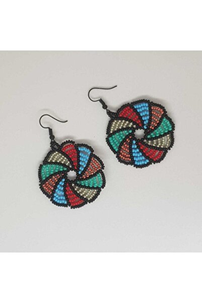 Handmade By HLY أقراط ملونة مصنوعة يدوياً - قطر 4 سم