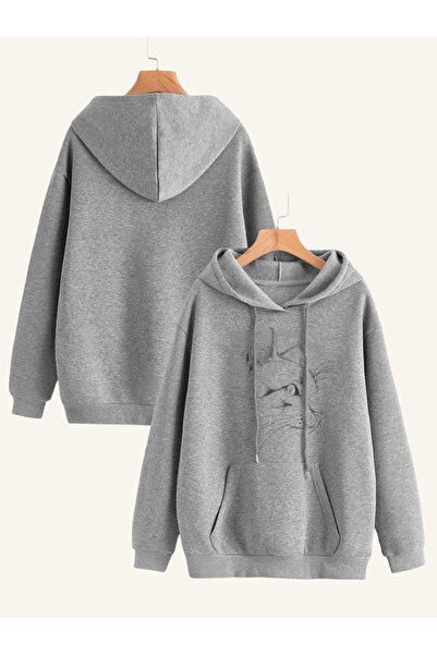 Deocept Hanorac cu glugă unisex cu imprimeu de pisici