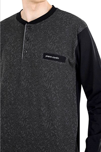Pierre Cardin 6025 Erkek Siyah Jakarlı Uzun Kollu Pijama Takımı