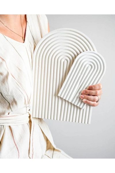 Orange Atelier 2-Piece White Presentation Tray Belt Decorative Tray