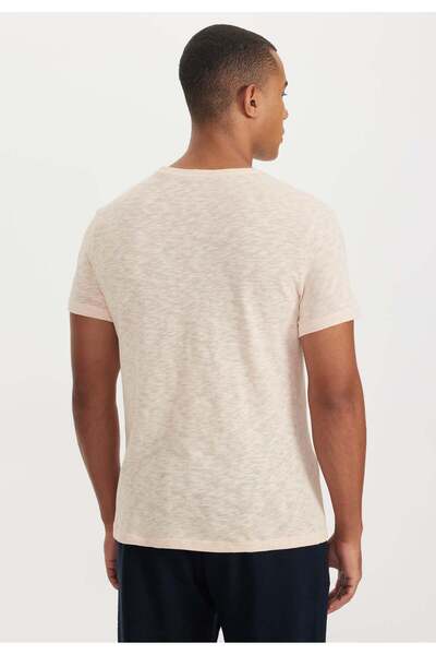 WESTMARK LONDON Salmon Crew Neck Regular Fit Cotton Flared Single Jersey Basic Men's T-Shirt LEO