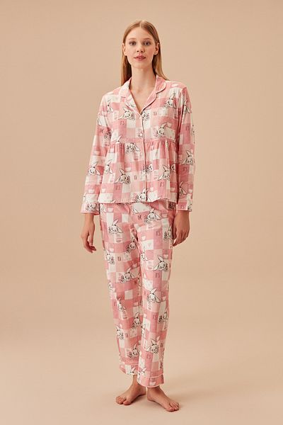 SUWEN Σετ ανδρικής πιτζάμας PINK Bunny