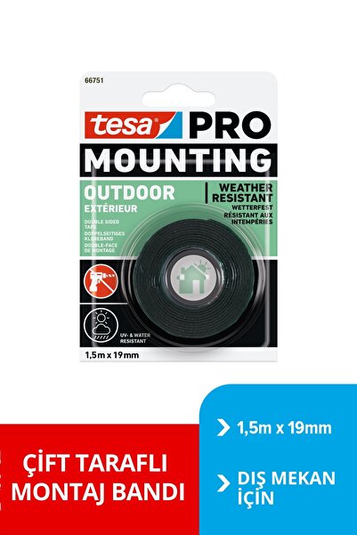 Tesa PRO 66751 Dış Mekan Montaj Bandı, 1.5m x 19mm