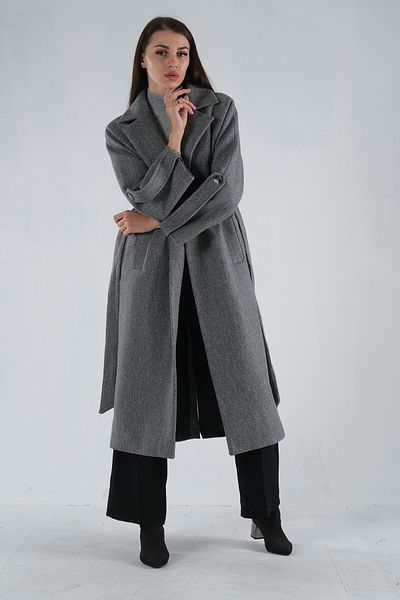 Feminist Γκρι Πλεκτό Παλτό Oversize - Μπροστινά Κουμπιά 0108081