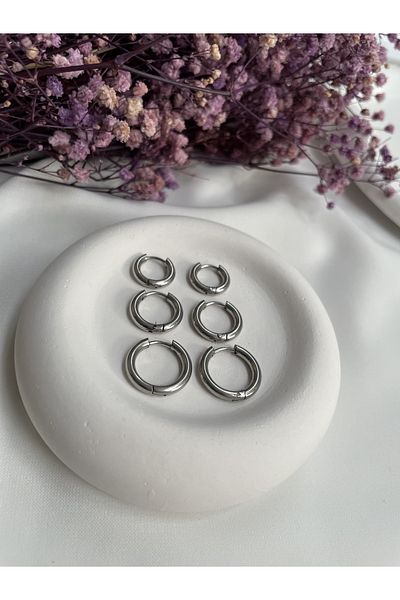 LİN Tarnish Stainless Steel Set of 6 Earrings