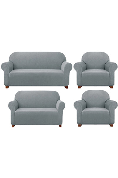 elgeyar Lycra Sofa and Sofa - Elastic Sofa Bed Cover, Pitikare Patterned 3+2+1+1 Set