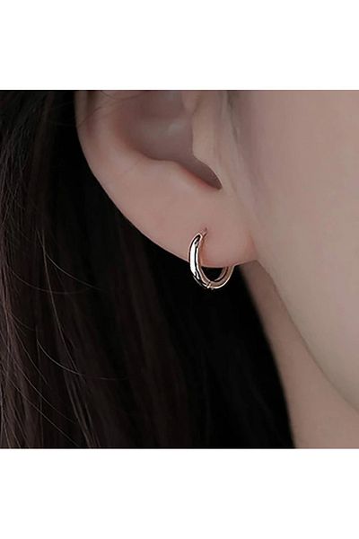Heppii 8 mm Surgical Steel Hoop Earrings Silver Coloured