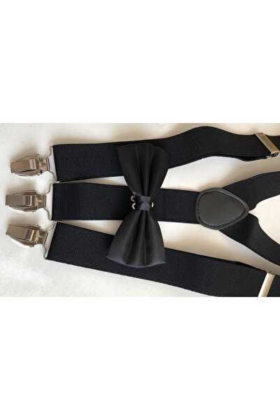 KemerSepeti Büyükler İçin Siyah Pantolon Askısı ve Papyon Kombini