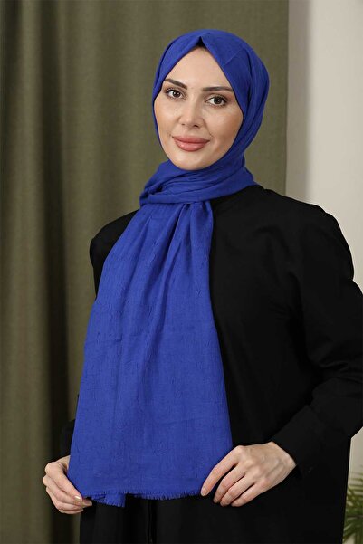 Trablus Tessetür Kadın Bambu Kraş Şal Indigo