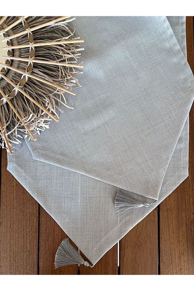 desen izmir Linen Linen, Jute Texture, Gray Color Runner Blanket