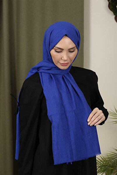Trablus Tessetür Kadın Bambu Kraş Şal Indigo