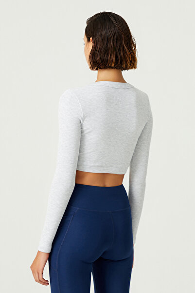 Los Ojos x Melodi γκρι βαμβακερή κορδόνι μακρυμάνικη Crop αθλητική μπλούζα μακρυμάνικη