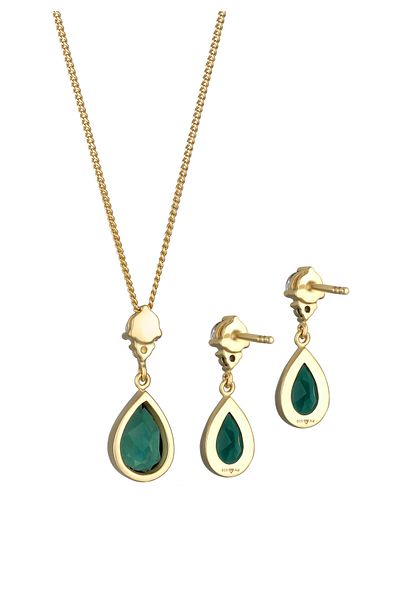 ELLI Schmuckset Tropfen Quarz Kristal Zarif 925 Gümüş