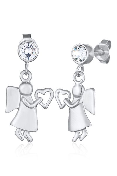 ELLI Ohrringe Engel Herz Talisman Kristal 925 Gümüş
