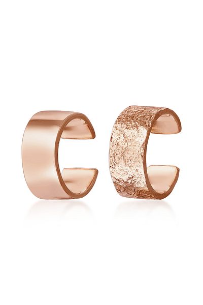 ELLI Ohrringe Earcuff Breit Basic Gehämmert 2er Set 925 Silber