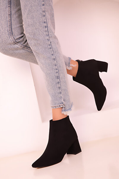 SOHO Черни велурени дамски боти и ботуши 15447