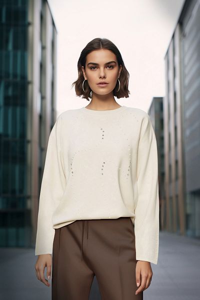Trendyol Collection Kamenné doplňky Detailní Thessaloniki/Vzhled pleteniny Běžný/Regular Fit Pletená mikina TWOAW24SW00176