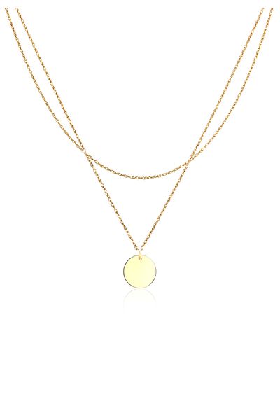 ELLI Halskette Damen Set Layer Plättchen Kreis Basic Minimal aus 925 Sterling Silber vergoldet