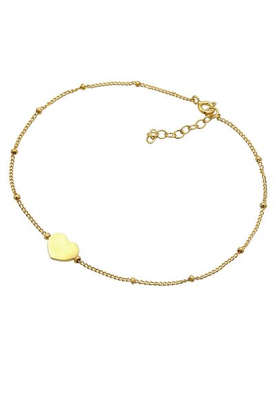 ELLI Fußschmuck Herzchen Kugelkette Verspielt Sommer 925 Silber