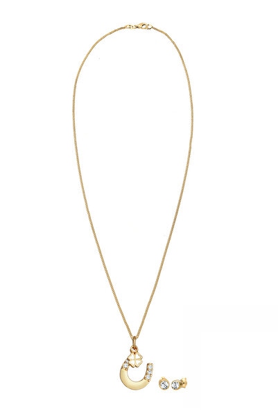 ELLI Schmuckset Hufeisen Kleeblatt Kristall 925 Gümüş