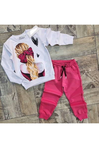 bebekstarii Devojčin komplet trenerke sa printom (gornji i donji deo)