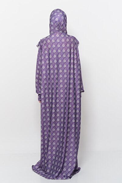 Altobeh Πρακτικό μονοκόμματο φόρεμα προσευχής με μοτίβο ήλιου με μανίκια με μαντίλα Lycra Hijab 990-0302