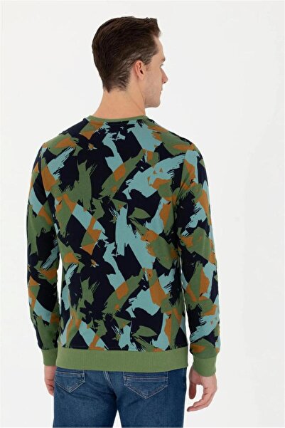 U.S. Polo Assn. БАЗА. ПОЛО АСОШЪН Мъжки зелен суитшърт с кръгло деколте