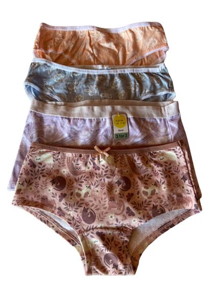 DG WOODBOR Patterned 4-Piece Cotton Girl's Panties Age 6-8