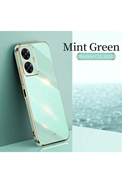 Rivor Realme C55 Uyumlu Kılıf Parlak Kenarı Altın İşlemeli Kamera Korumalı Re...