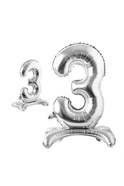 partideyince بالون فضي من رقائق 3 أرقام مع الأرجل