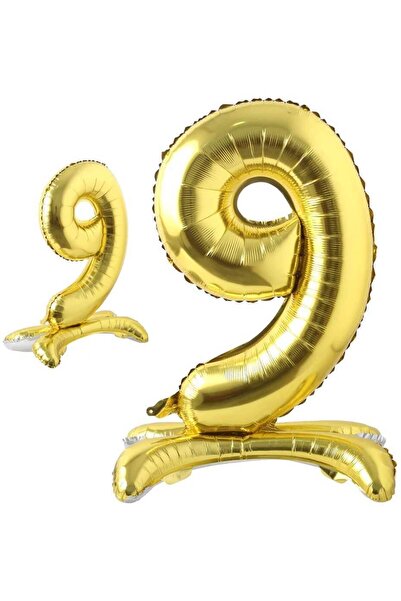 partideyince Footed 9 Number Foil Balloon Gold