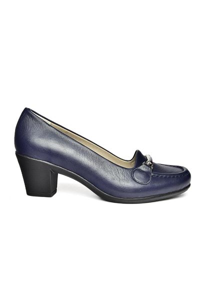 Fox Shoes R908037103 Pantofi de damă cu toc gros din piele naturală bleumarin