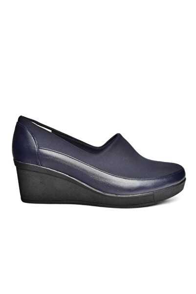 Fox Shoes R908059003 Γυναικεία παπούτσια σε μπλε γνήσιο δέρμα με σφήνα τακούνια